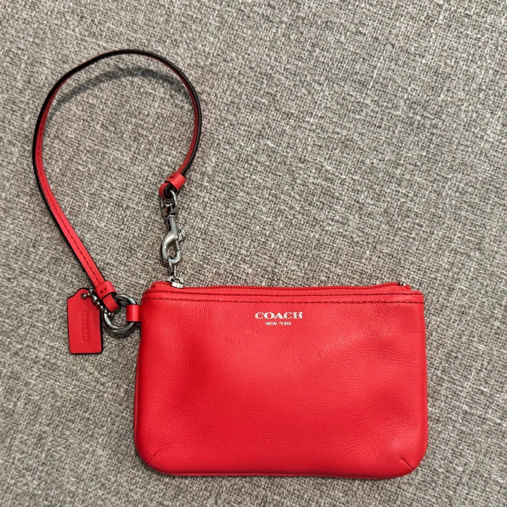 Coach Vibrant Red Leather Wristlet